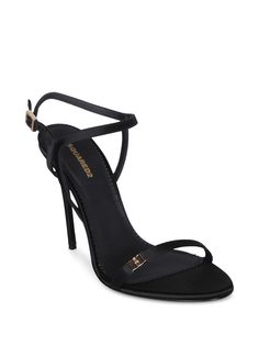 High stiletto heel sandals with crisscross straps and decorative golden buckle.. Express elegance and sophistication with Dsquared2's Double D Black Mules. This enticing model features a sleek silhouette with golden buckle details adding a touch of luxury.Gender: WomenMaterial: 100% SATIN 100% CALF LEATHERColor: BlackMade in: ImportedProduct ID: HSW0250 00100001 2124*Import tax/duty will be calculated at checkout (If applicable) Nini Core, Elegant Shoes Heels, Mules Sandals, Fashion Shoes Heels, Fashion Moodboard, Shoes Heels Classy, Black Mules, Sandals Outfit, Model Features