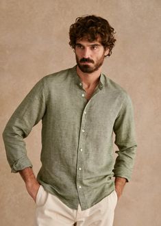 Mens Linen Shirt Outfit, Linen Clothes Men, Dark Academia Men, Mens Linen Outfits, Linen Shirts For Men, Linen Shirt Outfit, Green Linen Shirt, Men Linen Shirt, Summer Elegance