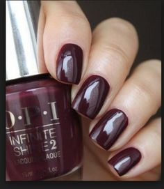 OPI Stick to your Burgundies Coloured Nails, Paris Nails, Maroon Nails, Fall Gel Nails, Nail Shimmer, Fall Nail Colors, Nail Polish Designs, Hair Nails