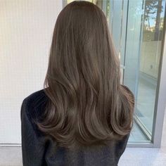 Olive Brown Hair Color, Korean Long Hair, Brown Hair Inspiration, Ashy Hair, Olive Hair, Mocha Hair, Rambut Brunette, Girl Haircut