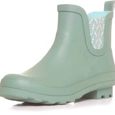 Laura Ashley Ladies Mid Cut Ankle Height Rubber Rain Boots, Lightweight Waterproof Booties For Women Size 10 Sage Green Product Details Sole Material Rubber Outer Material Natural Rubber Closure Type Pull-On Water Resistance Level Waterproof Stay Dry In Style: Laura Ashley Ladies Mid Cut Ankle Height Rubber Rain Boots Offer Both Fashion And Function. Keep Your Feet Dry And Stylishly Protected From The Elements With These Chic Waterproof Booties, Perfect For Rainy Days Or Outdoor Activities. Comf Green Rain Boots For Outdoor, Green Rain Boots With Round Toe For Spring, Waterproof Ankle-high Boots For Spring, Spring Waterproof Ankle Boots, Green Round Toe Booties For Spring, Chelsea Cut, Booties For Women, Green Product, Wide Cuff