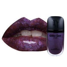 Side Hustle Glitter Lip Gloss | Tattoo Junkee Cosmetics Witch Halloween Makeup, Glitter Lip, Glitter Lip Gloss, Purple Lips, Purple Lipstick, Swag Makeup, Halloween Makeup Tutorial, Dope Makeup, Glitter Lips