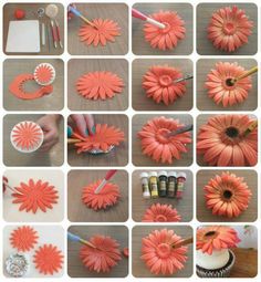 many different pictures of flowers being made out of paper