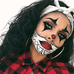 Clown Makeup Ideas, Chola Makeup, Makeup Ideas For Halloween, Makeup Clown, Halloween Makeup Clown, Fantasy Make-up, Devil Makeup