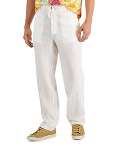 in stock White Pants Casual, Mens Linen Pants, Mens Club, Mens Linen, Club Room, Summer Pants, Beach Pants, Drawstring Pants, Pants Trousers