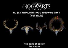 hogwart's league gift set with three skulls and four antlers on black background