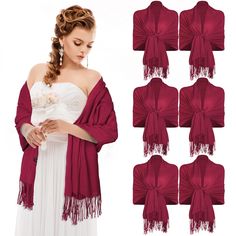 PRICES MAY VARY. Women's Wedding Shawl Set: the package contains 6 women's shawls, smooth and comfortable, they are a good choice for your wedding, and a large quantity can be provided to your bridesmaids and guests, so that they can keep warm at the wedding Comfortable and Soft Material: our long scarves and shawls are made of quality cashmere, using high precision textile technology, soft and comfortable, reliable and reusable, wear resistant and not easy to deform or fade, you can use it for Fall Wedding Cover Up Bridesmaids, Bridesmaid Scarves, Textile Technology, Bridesmaid Shawl, Shawl Wedding, Women Scarf, Wedding Shawl, Scarf Tying, Women Shawl