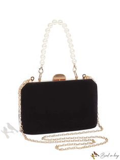 Bird in Bag - Womens Mini Evening Bag with Decorative Pearl Accents Elegant Portable Bags For Everyday, Elegant Portable Bags For Everyday Use, Formal Crossbody Bag With Pearl Handle, Elegant Portable Crossbody Box Bag, Elegant Portable Box Bag For Daily Use, Elegant Everyday Portable Box Bag, Elegant Everyday Box Bag, Elegant Everyday Use Box Bag, Black Rectangular Bag With Pearl Handle