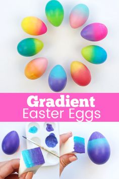 an image of colorful easter eggs with text overlay that reads, gradient easter eggs