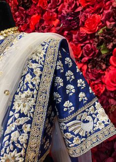 Subtle hues of whimsy blend with floral embroideries in this Royal Blue lehenga. The mehreen lehenga, embroidered with beautiful floral motifs and golden embroidery work, looks every bit of the royal self! Color - Fabric & Work Style -- Silk lehenga: Rich embroidery, floral embroidery work.- Silk embroidered blouse.- Net dupatta. Details -- Assured quality.- Wash care instruction: Dry clean only.- Slight variation in color is possible due to digital photography. Royal Blue Lehenga, Indian Bridal Couture, Golden Embroidery, Fabric Work, Bridal Packages, Celebrity Closet, Blue Lehenga, Embroidery Floral, Silk Lehenga