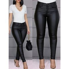 Season:Winter,Fall; Fabric:Faux Leather; Gender:Women's; Style:Streetwear,Fashion,Sexy; Elasticity:Micro-elastic; Occasion:Outdoor,Going out,Party,Street; Fit Type:Regular Fit; Function:Soft,Comfortable; Waistline:Mid Waist; Pattern:Plain; Design:Pocket; Pants Type:Slim,Pants Trousers; Front page:FF; Listing Date:10/08/2023; Production mode:External procurement; Pants Length:Full Length Bottom Grill, Brown Leather Pants, Fitted Pants, Button Pants, Leather Pants Women, Solid Color Pants, Leather Pant, Summer Black, Hipster Fashion