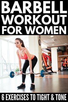 a woman is doing exercises with barbells for women