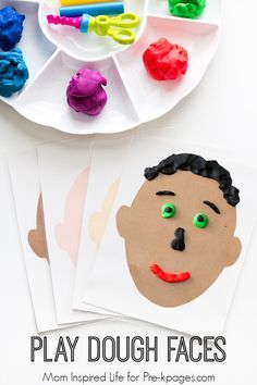 play dough faces for preschoolers to make with their hands and fingers, on top of a paper plate