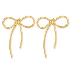 PRICES MAY VARY. 💝【Must Have Bow Earrings for Women】- The simple gold bow earrings are the hottest style of the season and match everything! Lovely gold bow earrings make your look even sweeter. 💝【Unique Design Gold Bow Earrings】-The bow tie earring height is 1.8", The width is 1.53", single weight is 0.16oz.very dainty color and durable. 💝【Statement Gold Bow Earrings】- gold bow earrings almost any oufit you have and be great for dressing up or wearing daily. The fashion design adds luster to Chic Gold Earrings With Decorative Bow, Gold Bow Tie Earrings For Gift, Gold Earrings With Bow Tie Detail For Gift, Chic Gold Earrings With Bow, Elegant Gold Earrings With Bow Tie Detail, Stud Earrings For Women, Bow Earrings, Earrings Wedding, Christmas Jewelry