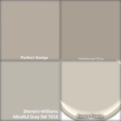 several shades of gray paint with white trim