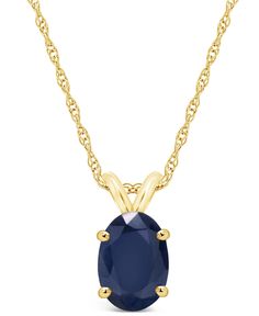 The elegant design of this classic oval-cut sapphire pendant draws all attention towards the magnificence of the center stone. Secured in a four-prong setting and crafted in 14k yellow gold. Sapphire Pendant, Jewelry Repair, Rope Chain, Spring Rings, Online Jewelry, Prong Setting, Elegant Design, Jewelry Watches, Gold Necklace