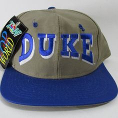 Here Is A Duke Blue Devils Snapback Cap. Made By Top Of The World. New Oldstock, With Tags. Blue Snapback Baseball Cap For College, Adjustable Blue Baseball Cap For College, Casual Blue Baseball Cap For College, Blue College Snapback Hat, Collegiate Blue Cap Hats, College Blue Baseball Cap With Flat Bill, Collegiate Blue Cap, Blue Flat Bill Baseball Cap For College, Oakley Hat