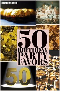 50 birthday party favors with gold decorations