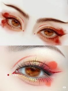 Cute Eye Makeup Looks, Fairy Core Makeup, Hanfu Makeup, K Pop Makeup, Eyeliner Design, Geisha Makeup