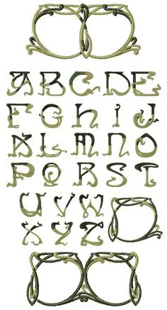 Art Nouveau Writing, Art Deco Lettering, Art Nouveau Frame, Vine Font, Motifs Art Nouveau, Font Handwriting, Motif Art Deco, Art Nouveau Pattern