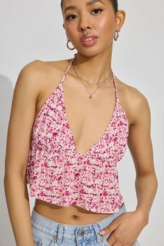 Madison Apron Back Halter Top, Boho Floral V-neck Tie Back Tank Top For Beach, Summer Crisscross Straps T-back Halter Top, Summer Vacation Halter Top With Built-in Bra, T-back Tie Back Halter Top For Vacation, Backless Halter Top With Built-in Bra For Vacation, Summer V-neck Halter Top For Day Out, Trendy V-neck Halter Top For Vacation, V-neck Halter Top With Built-in Bra For Vacation, Vacation Tops With Tie Back And Backless Shape