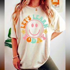 Plus Size Women Let's Learn Today Print T-Shirt, Short Sleeve Size Xxl 16 New With Out Tags. Color Is Beige Smiling Flower, Boho Mom, Retro 4, Frou Frou, Team Shirts, Spring Trends, Baseball Mom, Look Plus, Graphic Shirt