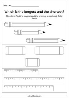 the worksheet for which is the largest and shortest pencils in each color?