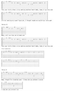 the guitar tabs are shown in black and white, with different lines on them