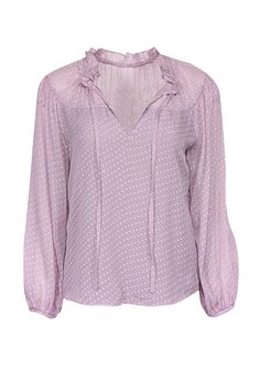 Current Boutique-Rebecca Taylor - Lilac Clip Dot Silk Blend Chiffon Blouse Sz 2 Lilac Top, Taylor Made, Voluminous Sleeves, Ruffled Collar, Eclectic Style, Rebecca Taylor, Chiffon Blouse, Sheer Sleeves, Dressed Down