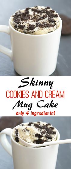 Low Calorie Single Serve Desserts, Mug Desserts Microwave, 200 Calorie Desserts, Cream Mugs, Vegetarian Cookies, Cookies And Cream Cake, Low Calorie Desserts