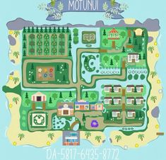 a map with trees and buildings on the land in front of it that says motunui