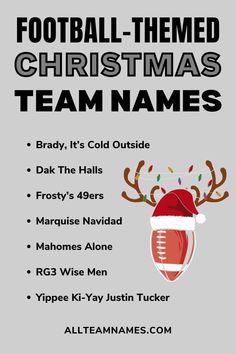 football themed christmas team names with reindeer antlers