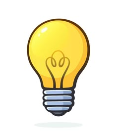 Cartoon illustration. Light bulb. Symbol of idea, new solution and creativity. Graphic design with contour. Clip-art print for signboard, showcase, greeting card. Isolated on white background Light Clips For Pictures, Light Bulb Pictures, Wallpaper Backgrounds The Office, Bulb Picture, Bulb Clipart