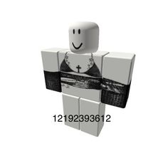 a white lego figure with a cross on it's chest and arms, standing in front of a white background