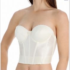 Va Bien Style 506.This Longline Vintage Bustier Features Lightly-Padded Underwire Cups, Front & Side Boning To Give Control & Support & Streamline Your Upper Torso. Featuring A Very Low "V" Back With Low-Profile Hook-And-Eye Closures For Your Backless Dresses. Made Of Polyester/Nylon/Spandex. Lightly Padded Underwire Cups Are Seamless On The Outside, With 3-Part Inside Construction. Sleek Surface - Clothes Do Not Stick. Clear Straps Included. Necessity For Prom, Cocktail Or Wedding! . Vintage Bustier, Corset Fashion, Strapless Bustier, Backless Bra, Corset Bra, Pink Lady, Longline Bra, Corset Style, Bra Lingerie