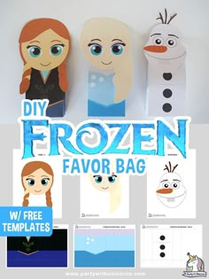 frozen food bag templates for kids to make with paper and cut out the characters