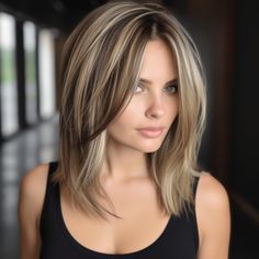 Chunky Highlights with Dark Root Effect Long Inverted Lob With Layers, Blonde Hair With Dark Roots, Hair With Dark Roots, Rambut Brunette, Dark Roots Blonde Hair, Brave Women, Hair Affair, Hair Color And Cut, Short Pixie Cut