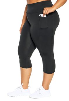 PRICES MAY VARY. High-rise capri legging with a 4" waistband for full coverage, tummy control, and slimming compression. Side seam pockets to hold small personal items. Perfect capri legging for various activities such as cycling, running, yoga, or gym workouts. Inseam: 19 inches Black Knee-length Athleisure Activewear, Black Yoga Capris With Pockets, Black Workout Capris With Pockets, Fitted Capri Leggings With Pockets, Sports Activewear With Pockets Capri Length, Fitted Workout Capris With Pockets, Gym Capris With Pockets, Athleisure Stretch Capris With Side Pockets, Fitted Capri Length Activewear With Pockets