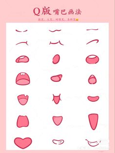 an image of different types of lips and mouth shapes in chinese text on a pink background