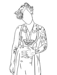 a drawing of a woman with tattoos on her arm and chest, wearing an apron