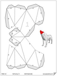 an origami dog is shown with the number one on it's back