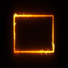 an orange square in the middle of a black background with some light streaks on it