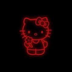 a neon hello kitty wallpaper in the dark