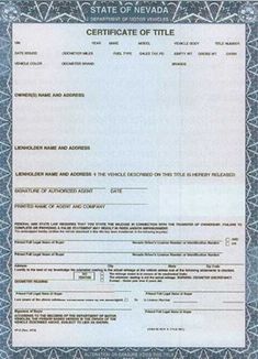 a blue certificate is shown with the words state of nevada on it