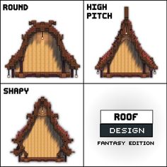 four different types of roof designs in minecraft with instructions to make them look like they're from harry potter