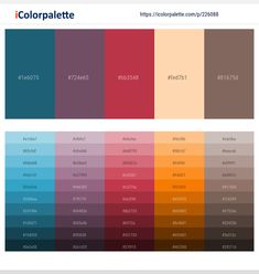 the color palette is shown in different shades