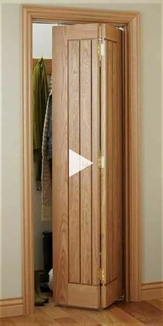 an open wooden door in a room