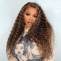 Highlight Deep Wave Honey Blonde 6x5 Wear Go 13x4 HD Lace Front Wig Mix Color 4/27 Human Hair Wigs Lace Front Wig Deep Wave, Color Human Hair Wigs, Brazilian Wigs, Blonde Curly Wig, Deep Wave Wig, Deep Wave Human Hair, Highlight Wig, Human Hair Wigs Blonde, 13x4 Lace Front Wig