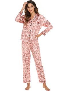 Long Sleeve Cardigan Home Wear Pajamas: Women's Autumn Suit Winter Sleepwear Sets In Relaxed Fit, Relaxed Fit Pajama Set With Pockets For Party, Relaxed Fit Sets With Pockets For Pajama Party, Casual Home Sets For Fall, Pink Pajama Party Sets With Pockets, Long Sleeve Bedtime Sets For Fall, Fall Bedtime Sets With Long Sleeves, Relaxed Fit Sleep Sets For Fall, Long Sleeve Pajama Sets For Fall