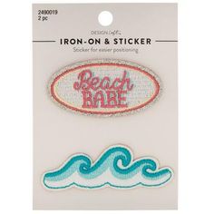 Small Dimensions: 1.13" x 2.25" Large Dimensions: 0.91" x 2.6" Material: Fabric Color: Pink, Silver, Blue & White Quantity: 2 Ride some stylish waves when you embellish fabric with these Beach Babe Iron-On & Sticker Patches! This set comes with two beach-themed patches. One says "Beach Babe" in pink font surrounded by a glittery border. The other shows an ombre blue wave. Add these patches to pencil bags, tote bags, or baseball hats for a beachy vibe! Sticker Patches, Pencil Bags, Bags Tote, Beach Themed, Blue Waves, Blue Ombre, Beach Babe, Beach Themes, Silver Blue